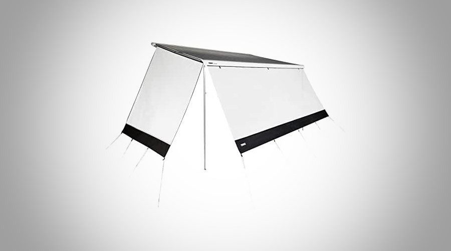 Auvent Imperméable Pour Camping-car – 300x200 Cm, Noir – Tissu Ignifuge 210D, Poteaux Réglables – Installation Rapide