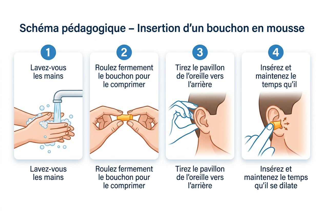Insertion d'un bouchon en mousse