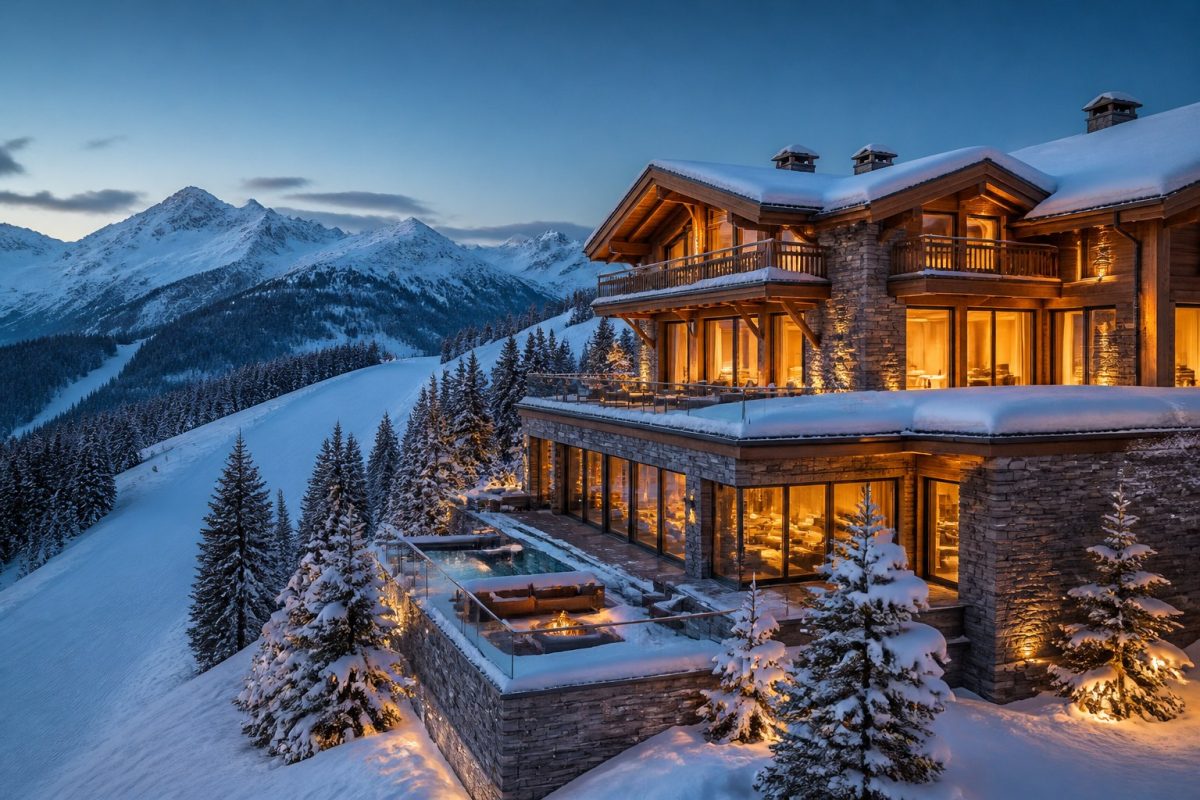 Hôtel 5 étoiles à Courchevel face aux Alpes enneigées