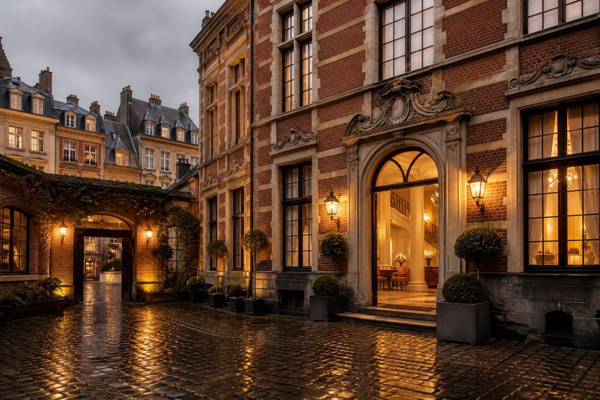 Hôtel 5 étoiles historique à Lille dans une cour pavée