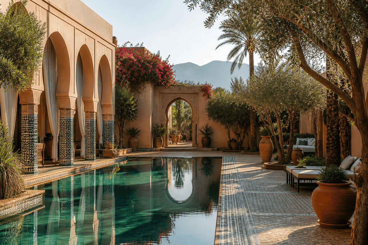 Hôtel 5 étoiles à Marrakech avec piscine et architecture marocaine
