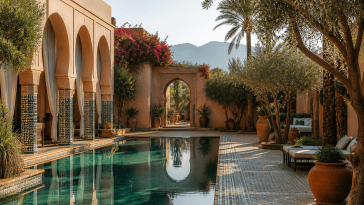 Hôtel 5 étoiles à Marrakech avec piscine et architecture marocaine