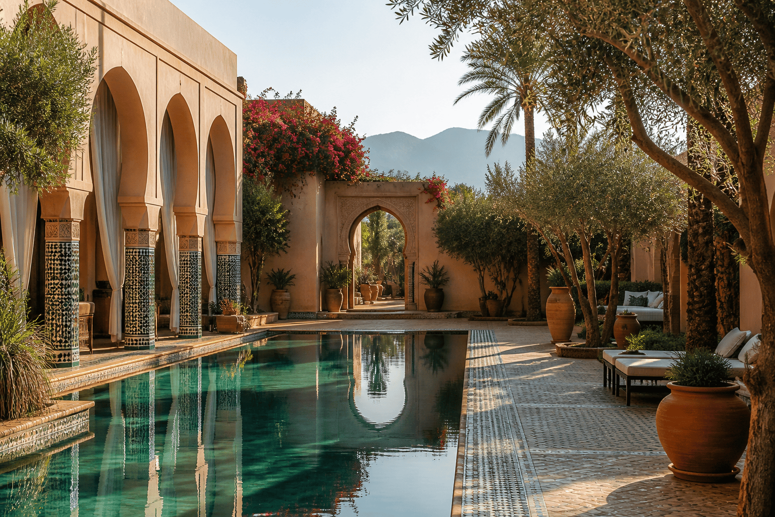 Hôtel 5 étoiles à Marrakech avec piscine et architecture marocaine